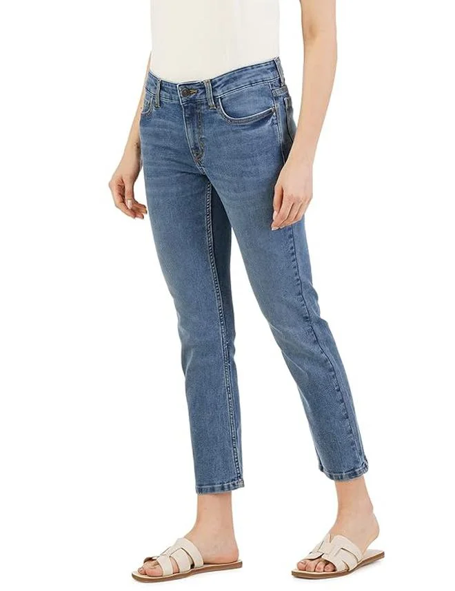 inkd جينز نسائي ضيق - متوسط الارتفاع | مزيج القطن | قابل للتمدد | تصميم كلاسيك 5 بوكيتيب | جينز للنساء